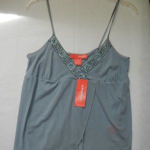 Y2k Beaded NEW! Calvin Klein Whimsogoth Tank Top V Neck Camisole Fairy Shiny